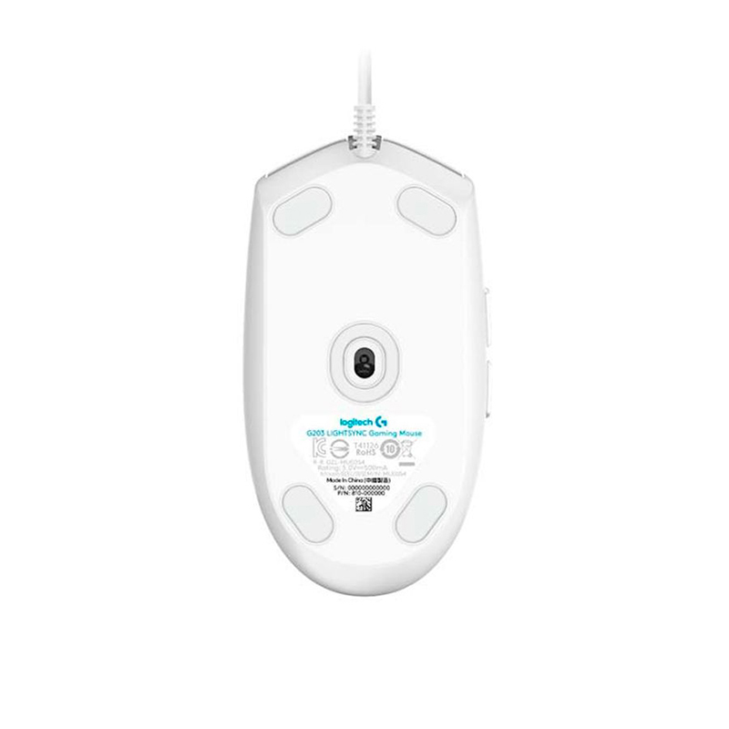 Mouse Logitech Alambrico Gamer G203 Lightsync Rgb Usb Blanco