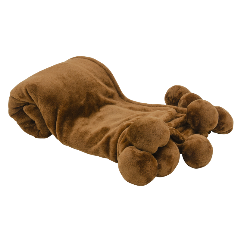 Manta Decorativa Pompom Throw Café