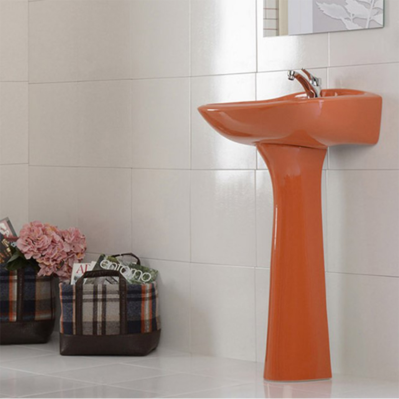 Lavabo Ferrara Naranja con Pedestal