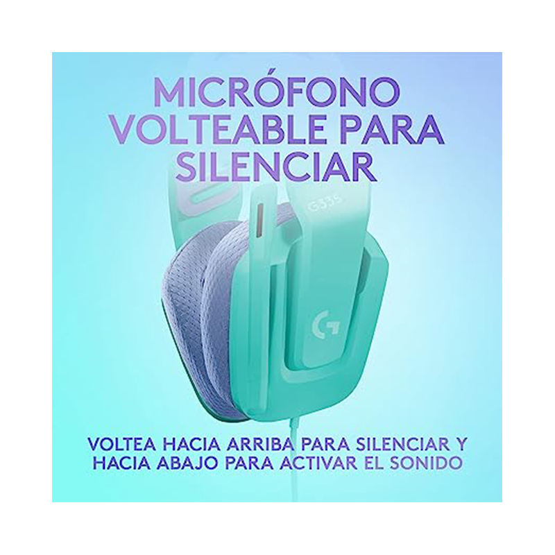 Audífono + Micrófono Logitech Alambrico Gamer G335 - 3.5mm Menta 
