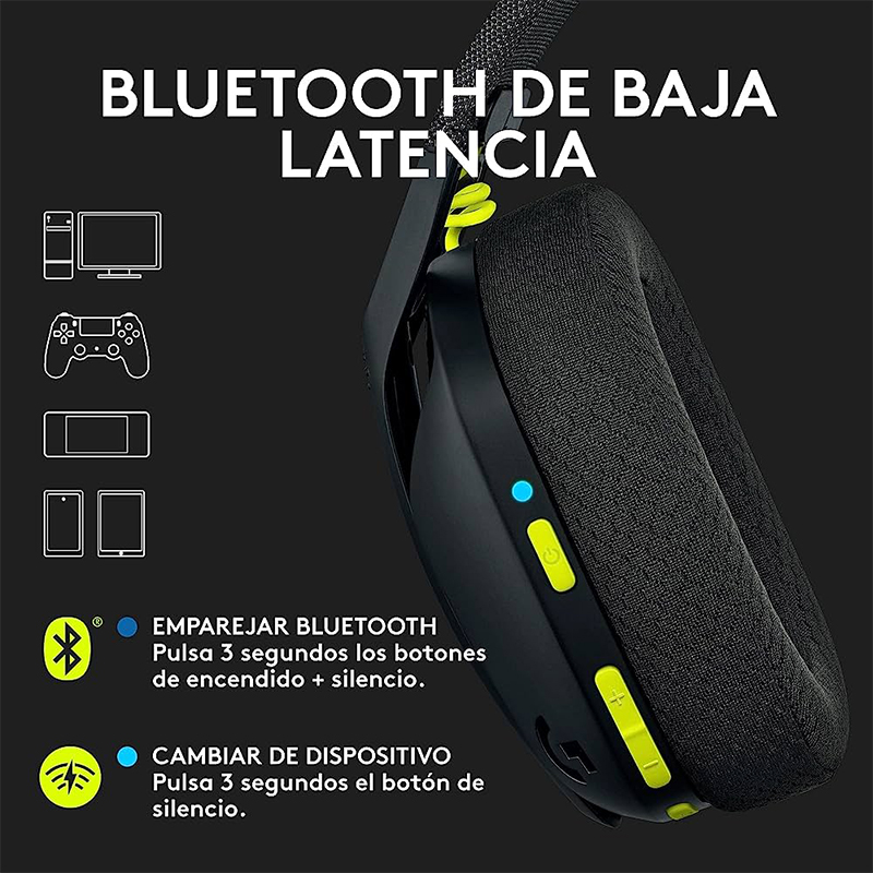 Audífono + Micrófono Logitech Inalámbrico Gamer G435 Lightspeed Bluetooth Negro