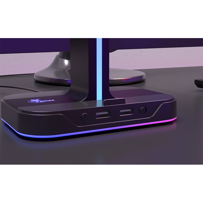 SOPORTE PARA AUDIFONOS XTECH INCLUYE 2 PUERTOS USB - RGB