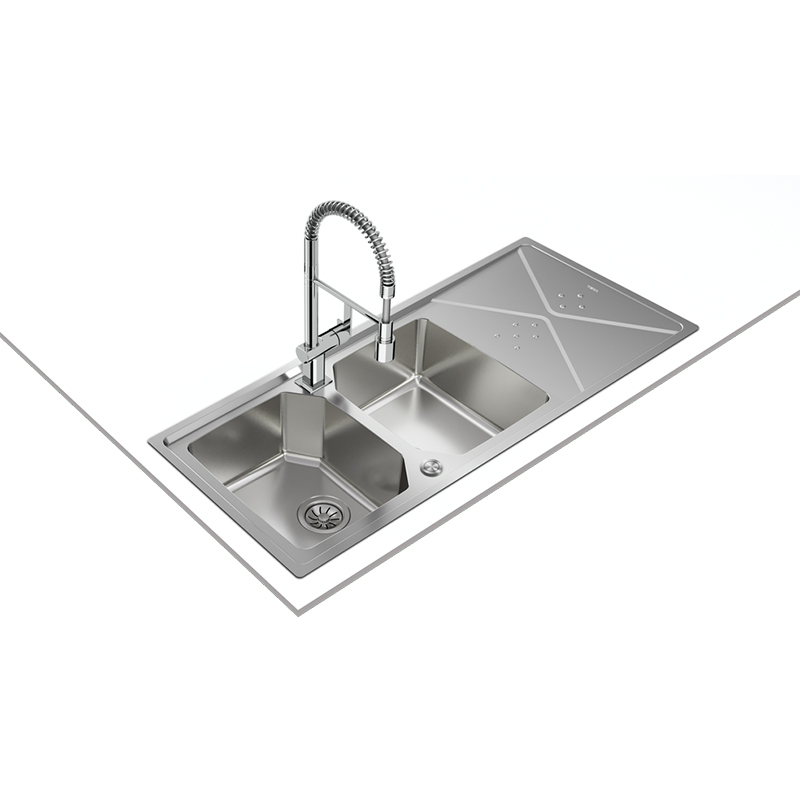 Lavadero BROOKLYN 80 M-XP 2 Cubetas y 1 Escurridor Reversible 116x50cm Teka