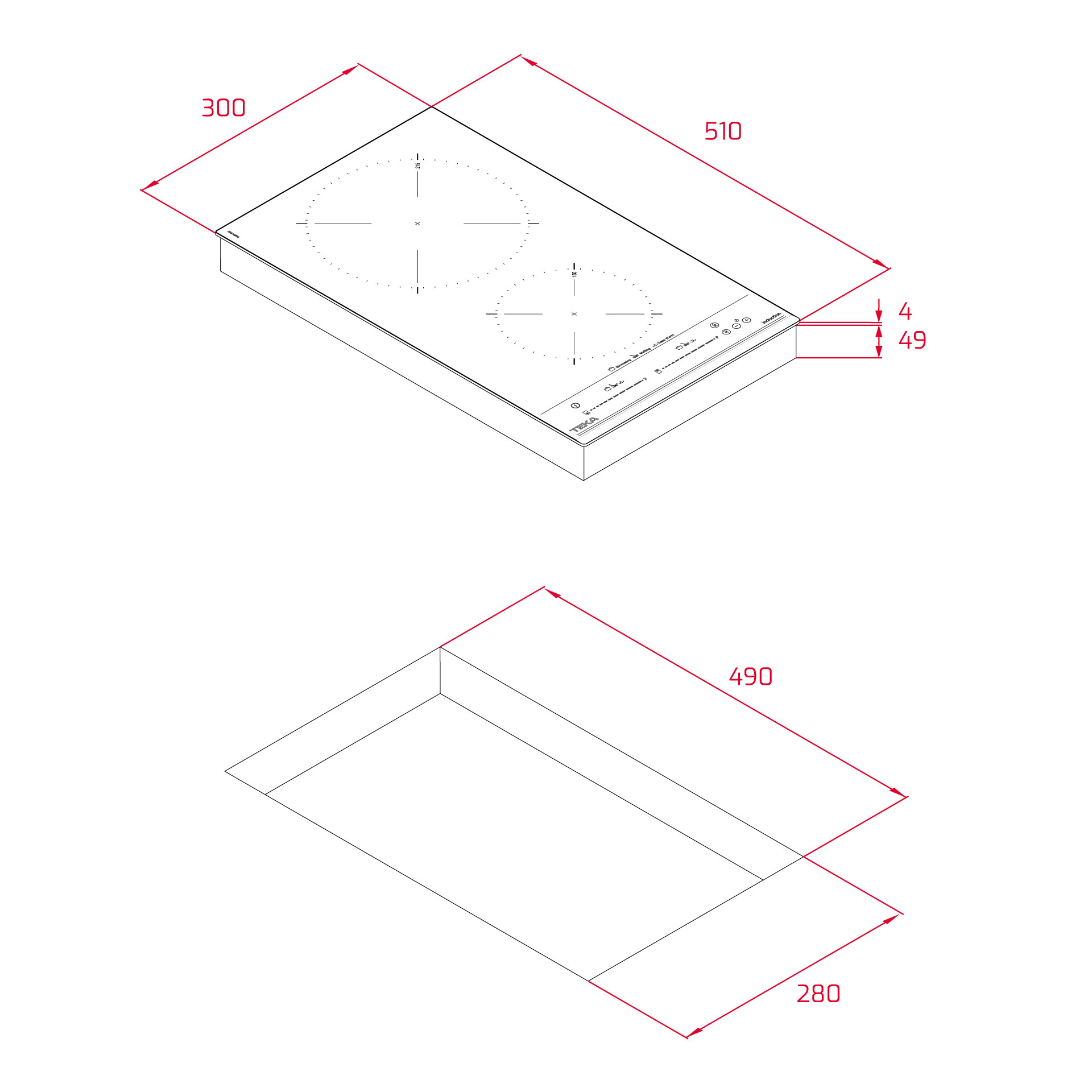 Placa Modular de Inducción IZC32310 de 30cm con Control Táctil MultiSlider y 2 Zonas de Cocinado