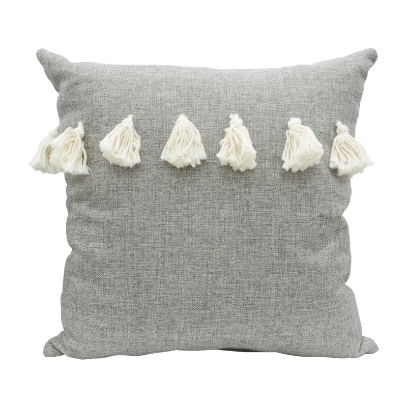 Cojín Borlas Neutral Acero 45x45cm