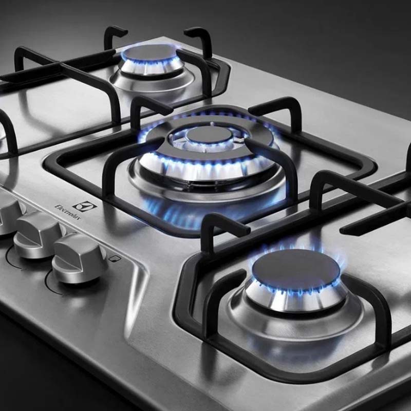 Cocina a Gas con 4 Quemadores + 1 Triple Llama de Acero Inoxidable de 75x52cm Electrolux