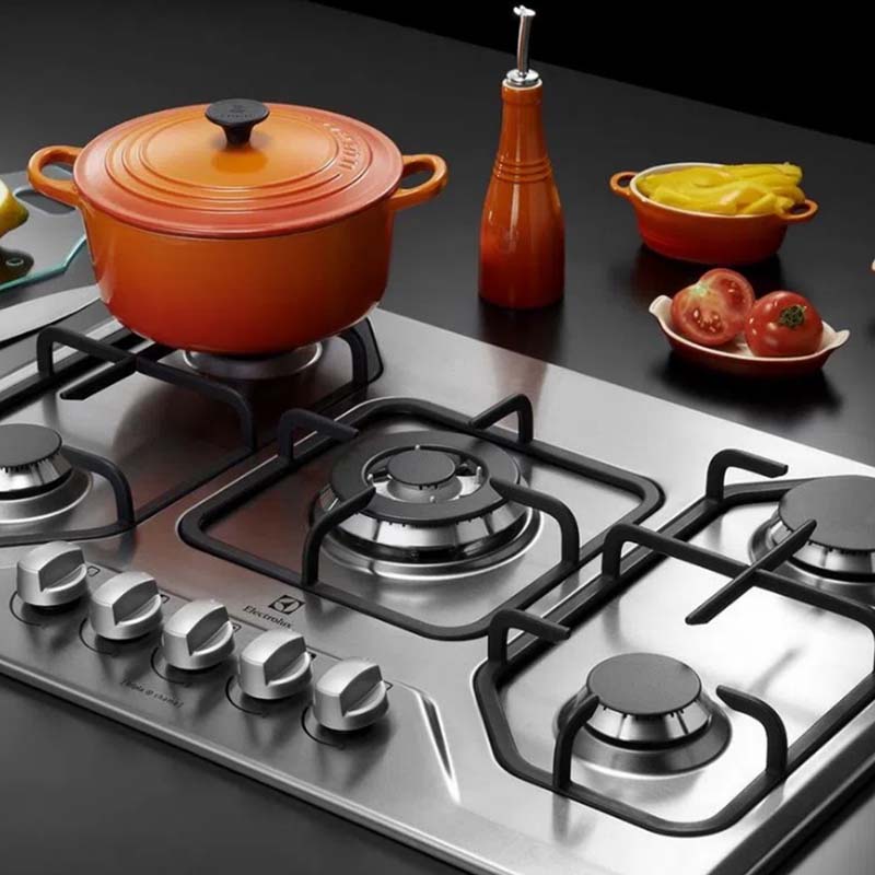 Cocina a Gas con 4 Quemadores + 1 Triple Llama de Acero Inoxidable de 75x52cm Electrolux