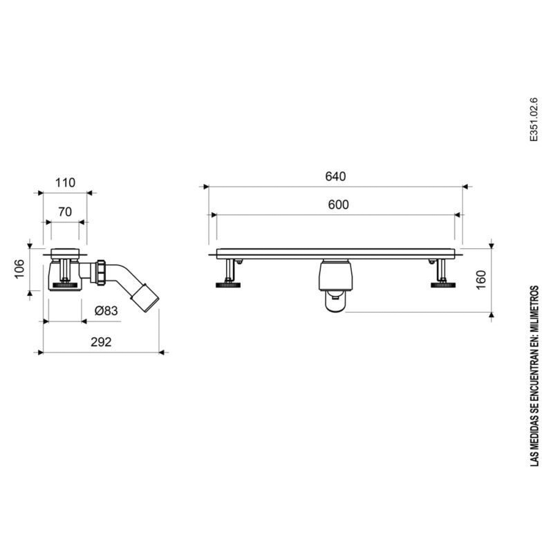 Rejilla Lineal para Piso 60cm Tapa Completa FV