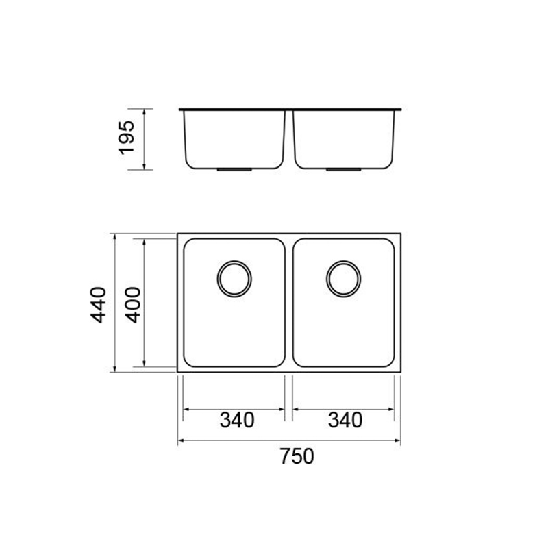 Fregadero de Cocina Acero 2 Pozos BL-982 FV