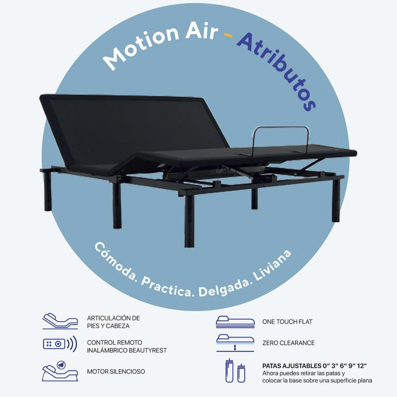 Cama Ajustable Beautyrest Motion Air Full + Colchón Gratis Harmony Medium Firm Pillow Top Simmons