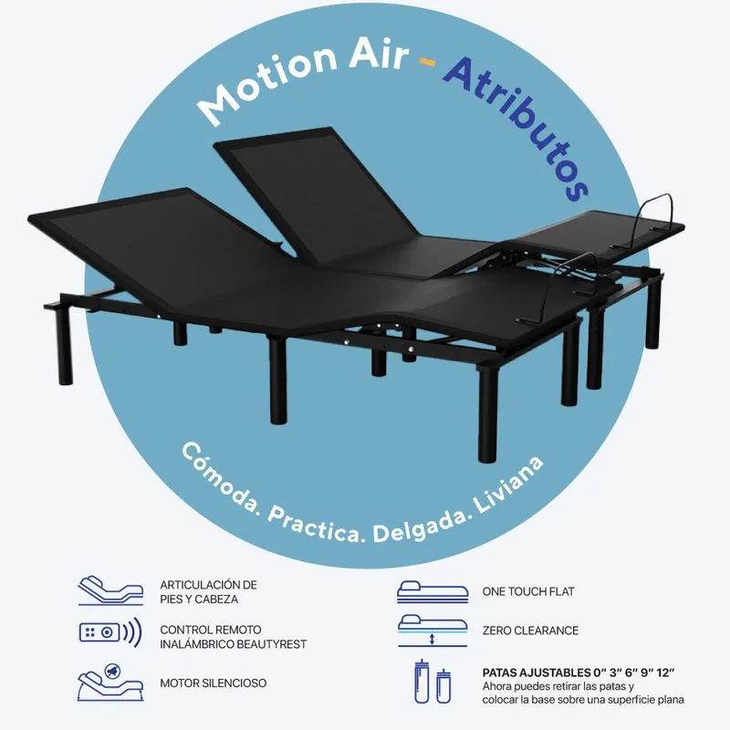 Cama Ajustable Beautyrest Motion Air King + Colchón Gratis Natasha  Luxury Pillow Top Simmons