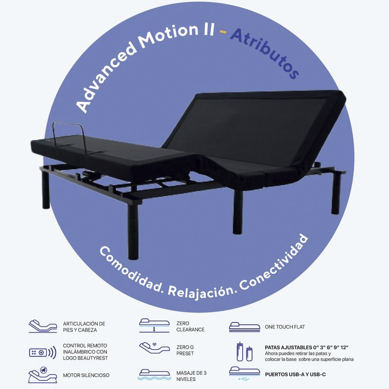 Cama Ajustable Advanced Motion II Twin+ Colchón Gratis Harmony Extra Firm  Simmons