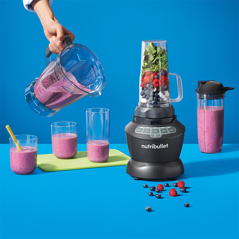 Licuadora Nutribullet 10pcs 4 Velocidades 1200w Jarra Plástico 1.8lts Color Gris