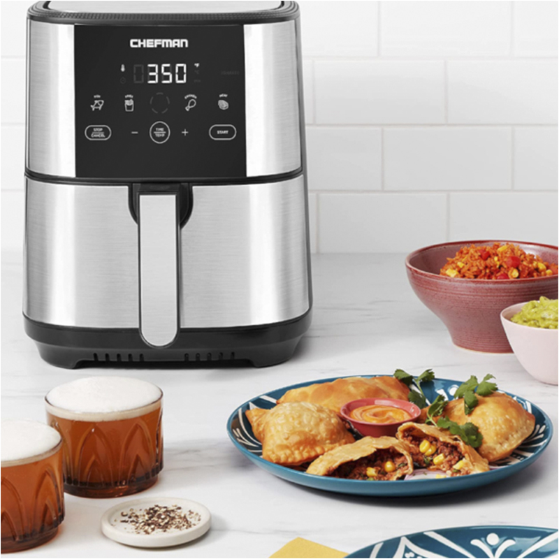 Freidora de Aire 5lts Turbo Pantalla Touch 1500w Acero Inoxidable Chefman