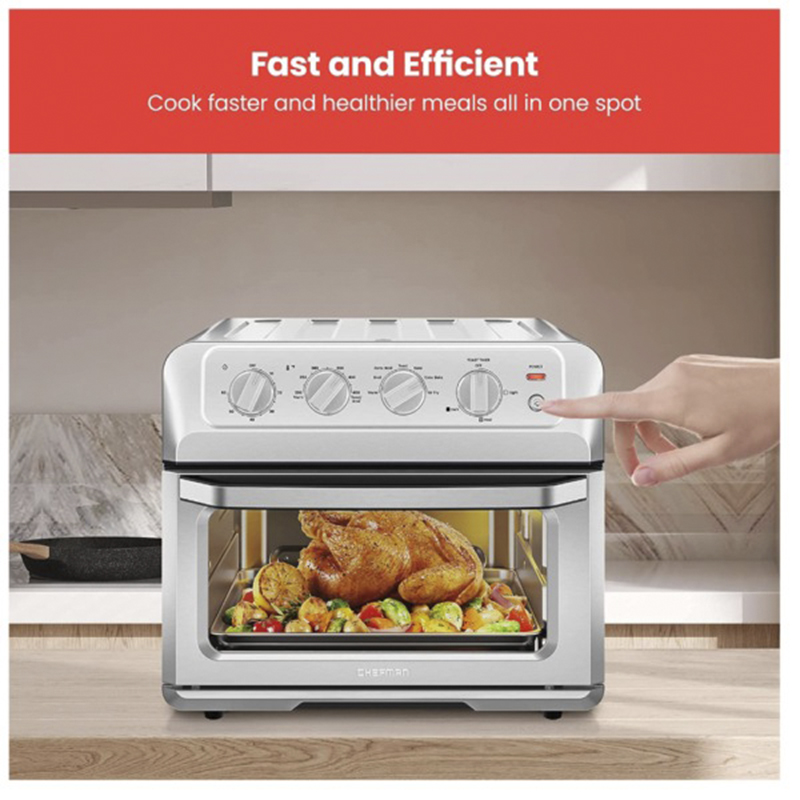 Horno Tostador Airfryer 20lts 7en1 Acero Inoxidable Chefman 