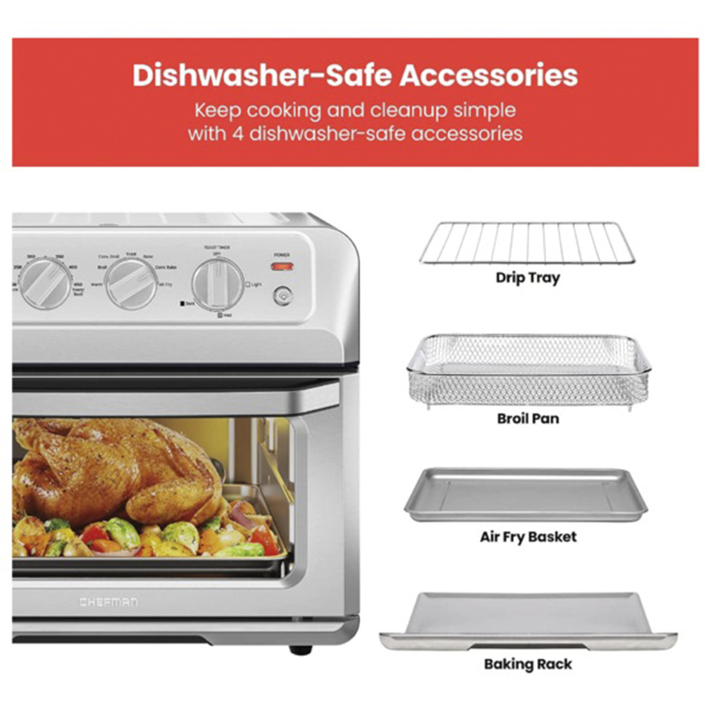 Horno Tostador Airfryer 20lts 7en1 Acero Inoxidable Chefman 