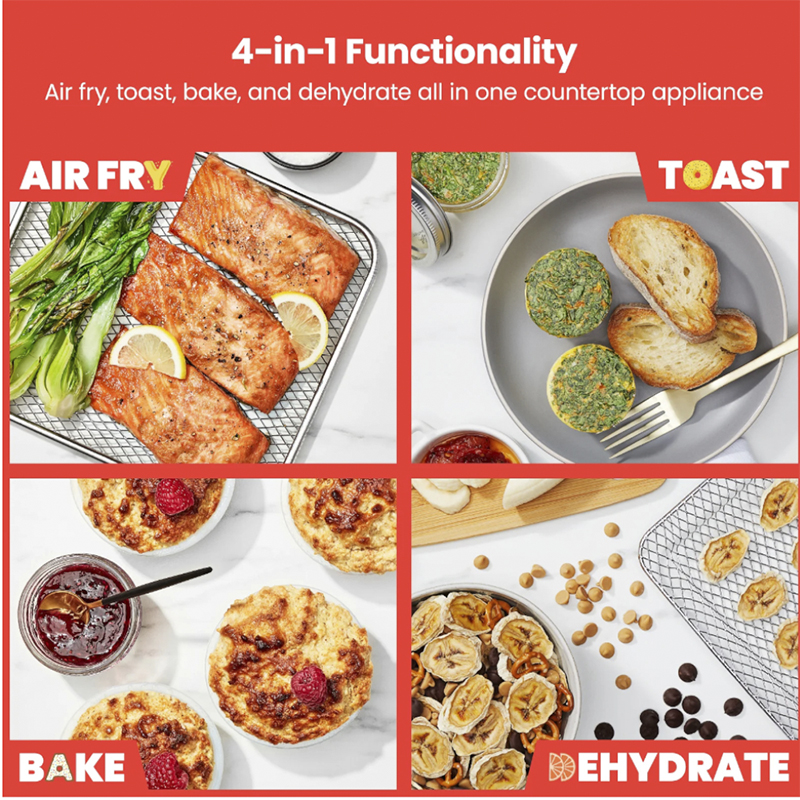 Horno Tostador Airfryer 9 en 1  20lts Pantalla Touch 1800w Acero Inoxidable  Negro Chefman