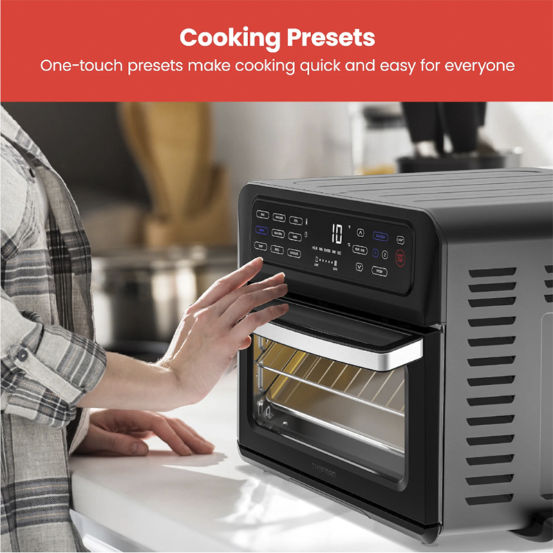 Horno Tostador Airfryer 9 en 1  20lts Pantalla Touch 1800w Acero Inoxidable  Negro Chefman
