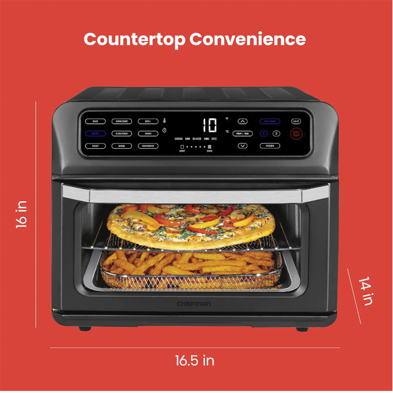 Horno Tostador Airfryer 9 en 1  20lts Pantalla Touch 1800w Acero Inoxidable  Negro Chefman