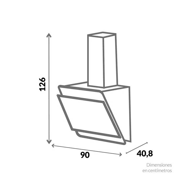 Campana CX4984 Península 90cm 3 Velocidades Cristal Negra Challenger