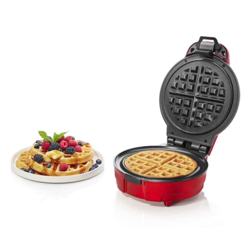 Waflera Estilo Belga Redonda 4 Secciones 700w Antiadherente Roja Chefman