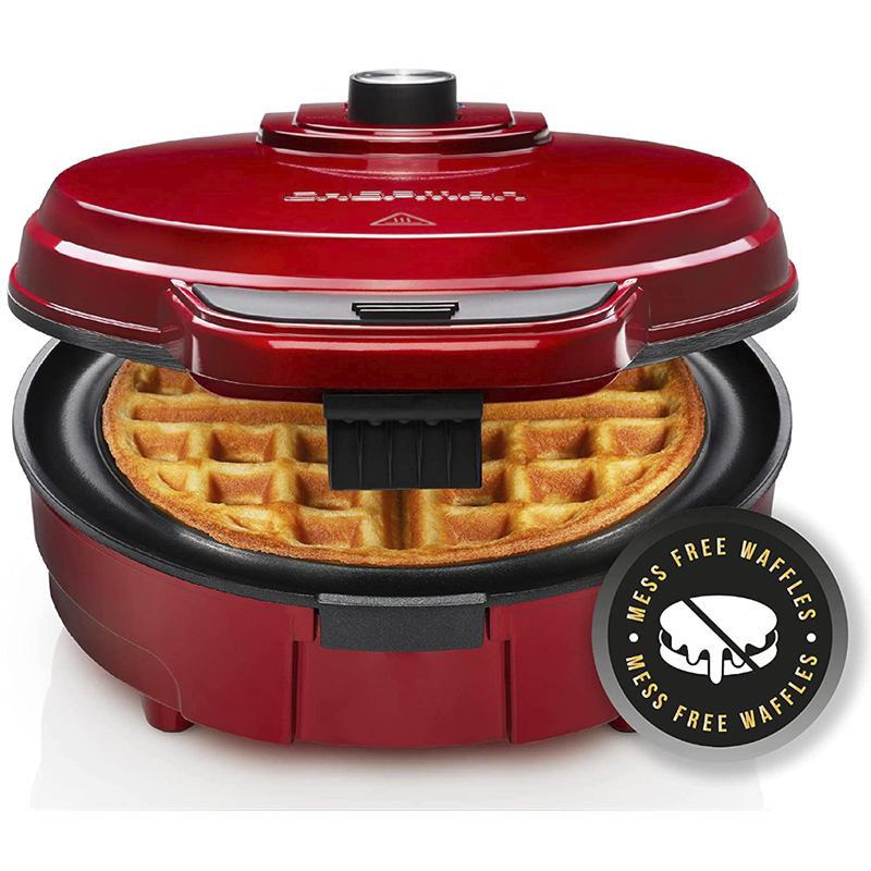 Waflera Estilo Belga Redonda 4 Secciones 700w Antiadherente Roja Chefman