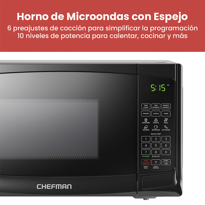 Microonda 20lts 700w 6 Funciones Negra Chefman