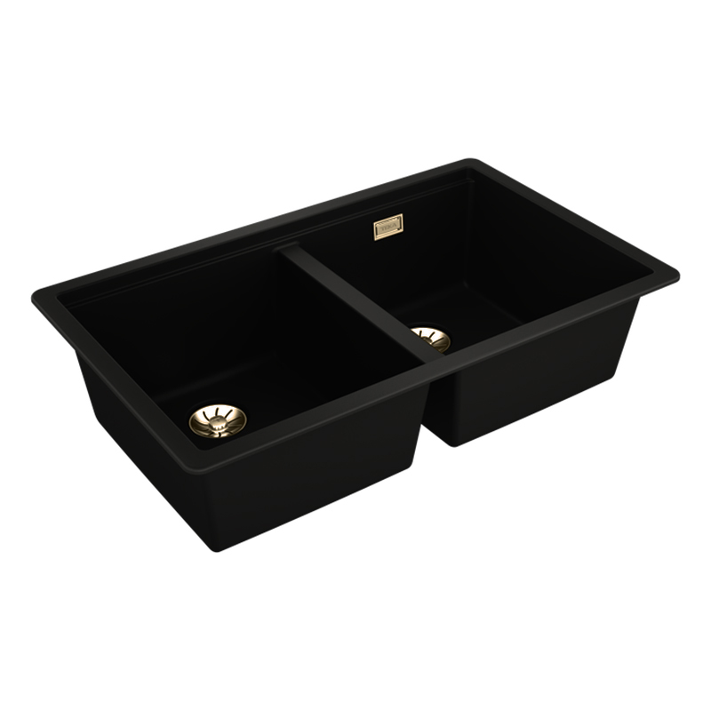 Fregadero Radea R10 2B 750 Negro + Válvula y Rebosadero BRASS Teka 