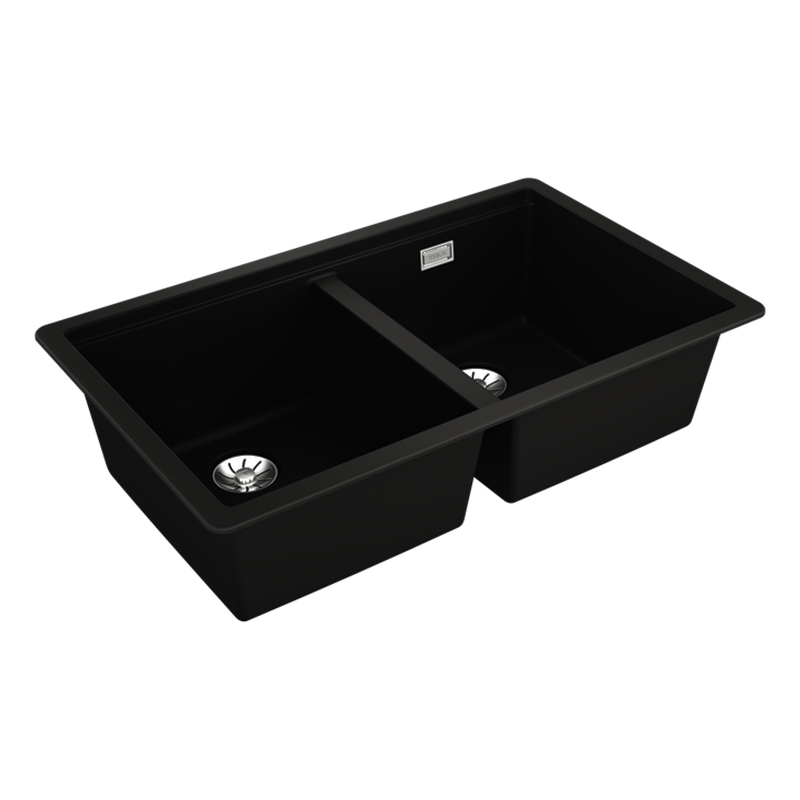 Fregadero Radea R10 2B 750 Negro + Válvula y Rebosadero TITANIUM Teka 