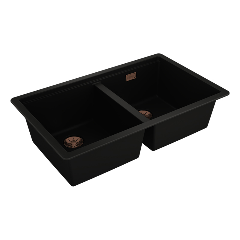 Fregadero Radea R10 2B 750 Negro + Válvula y Rebosadero COPPER Teka 