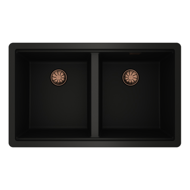Fregadero Radea R10 2B 750 Negro + Válvula y Rebosadero COPPER Teka 