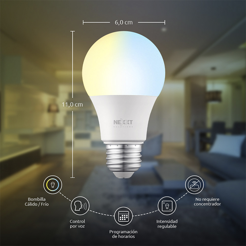 Foco Bombillo Smart Wf Nexxt A19 Blanco Cálido 