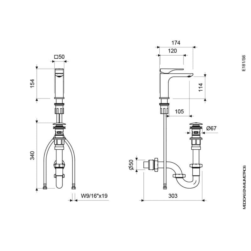 Grifería Monocomando para Lavabo SAUCO E181/S6  FV