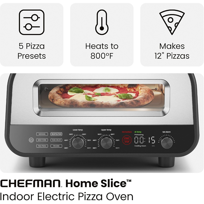 Horno para Pizza Artesanal 12 Pulgadas  RJ25PO12SS Chefman