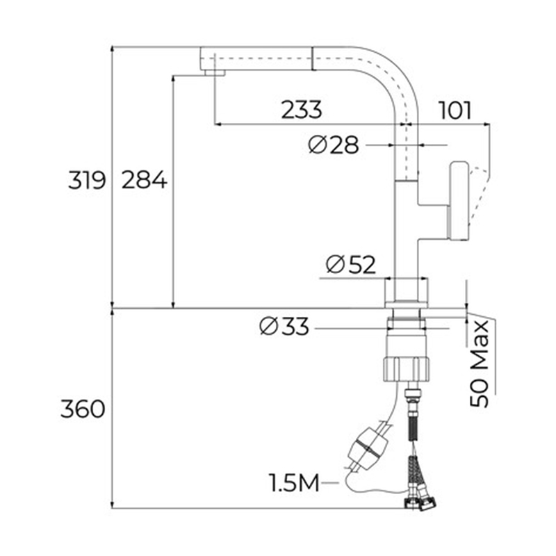 Grifería Oval 938 Black Extraíble Teka