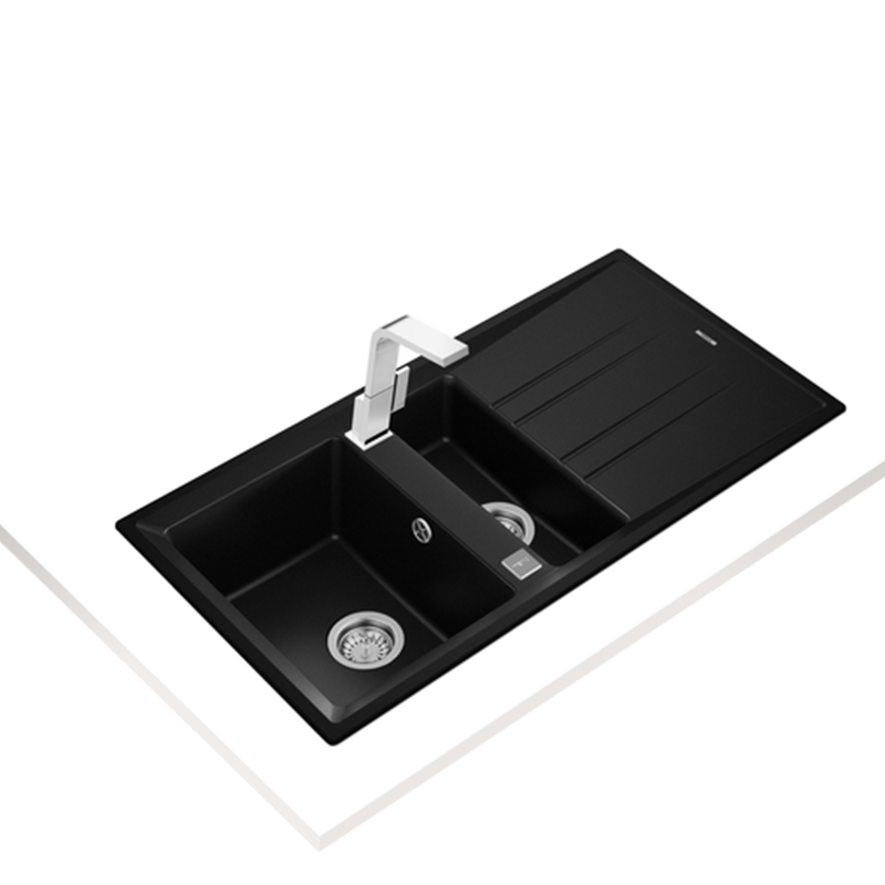 Fregadero Stone Encastrado Reversible de Granito de 1 1/2 Cubeta y Escurridor