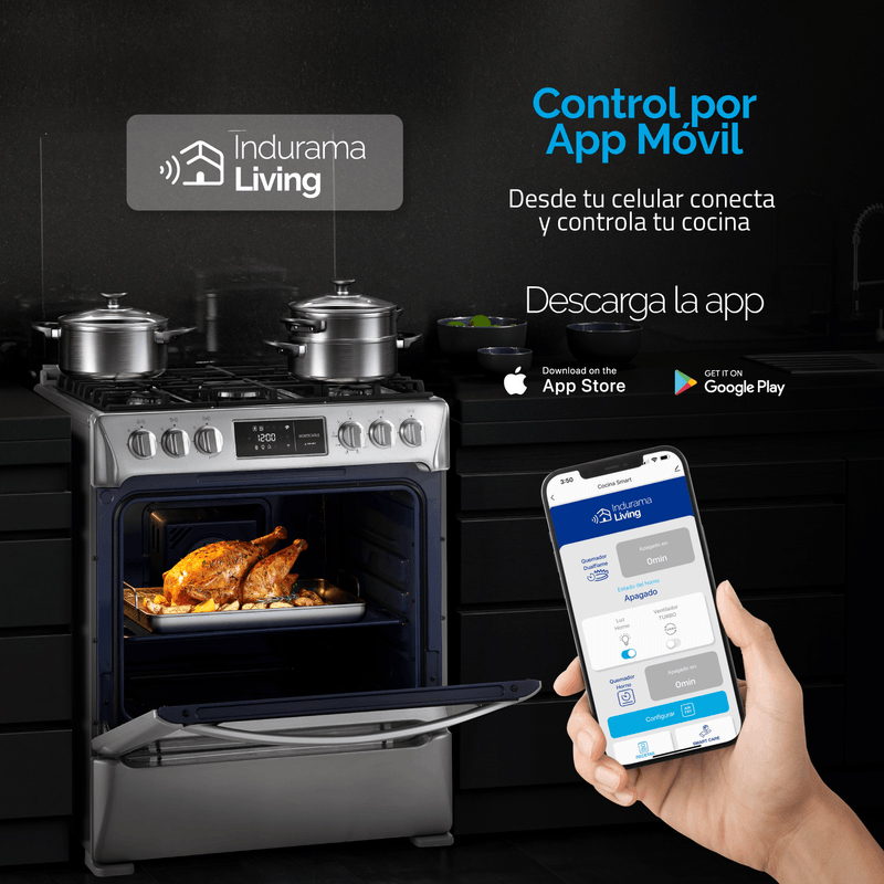 COCINA A GAS SMART MONTECARLO ZAFIRO 5 QUEMADORES CROMA 30