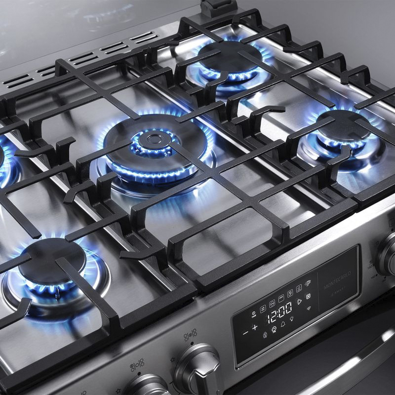 COCINA A GAS SMART MONTECARLO ZAFIRO 5 QUEMADORES CROMA 30