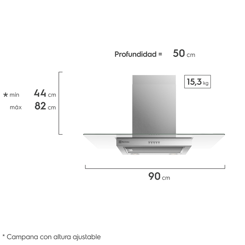 Campana empotrable CE9VX 90cm vidrio/Silver Electrolux