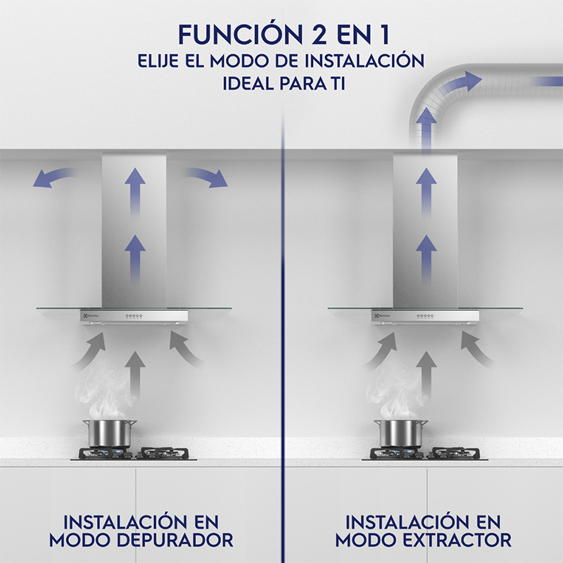 Campana empotrable CE9VX 90cm vidrio/Silver Electrolux