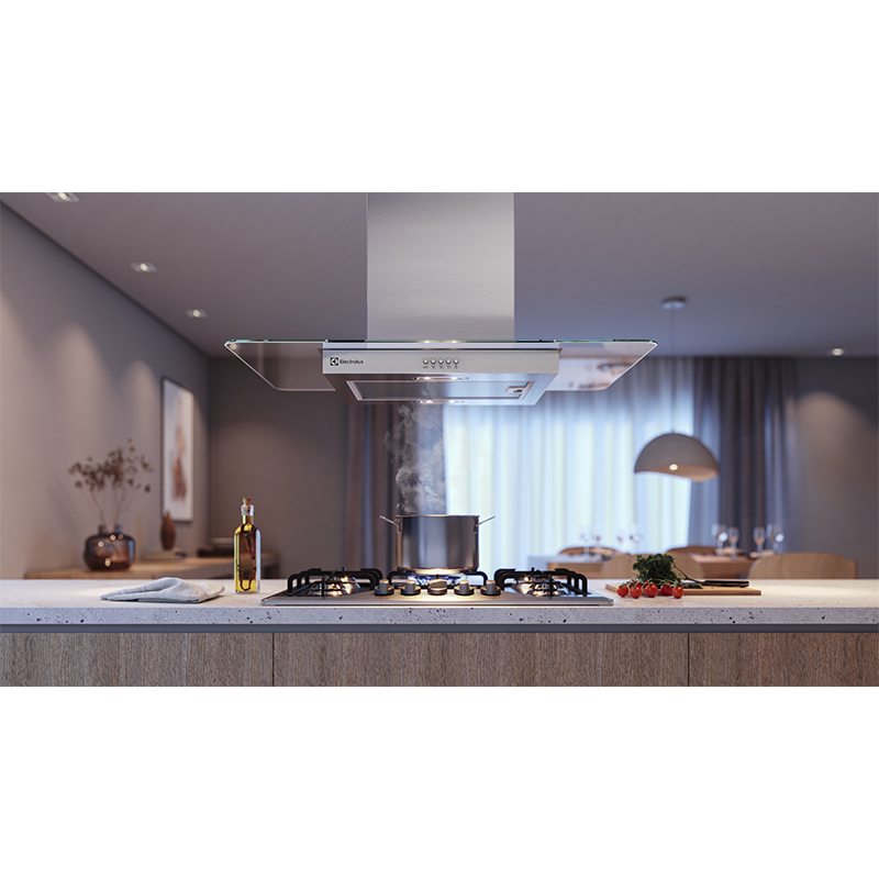 Campana Empotrable Isla CE9IX 90cm Vidrio Silver Electrolux