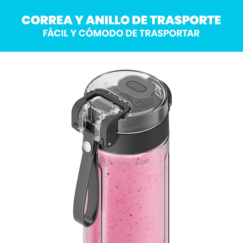 Licuadora Inalámbrica Vaso Plástico Luz Led Chefman