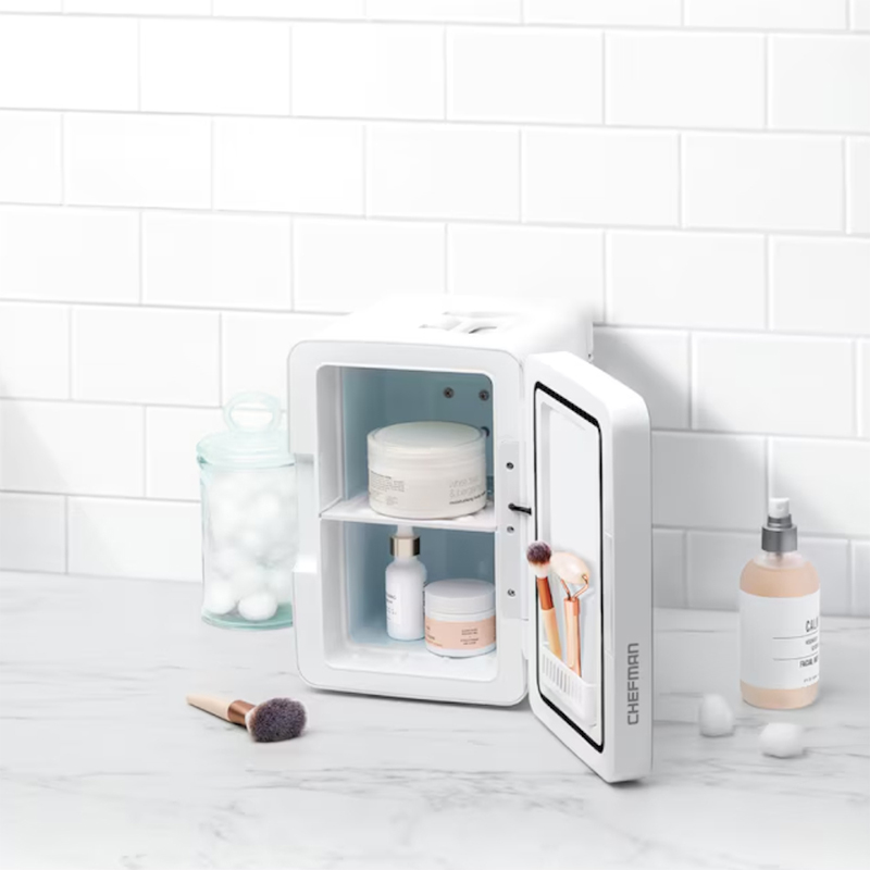 Mini Refri Portatil de 4Litros Puerta Espejo Blanco Chefman
