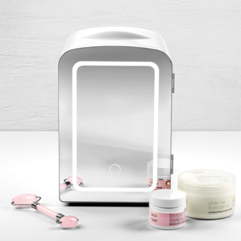 Mini Refri Portatil de 4Litros Puerta Espejo Blanco Chefman