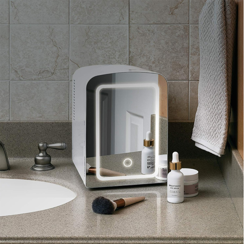 Mini Refri Portatil de 4Litros Puerta Espejo Blanco Chefman