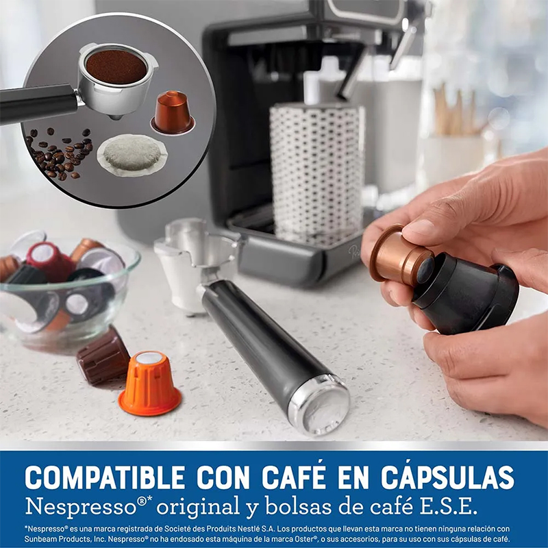 Cafetera PrimaLatte de 1170W 1.4 Litros Gris Oster
