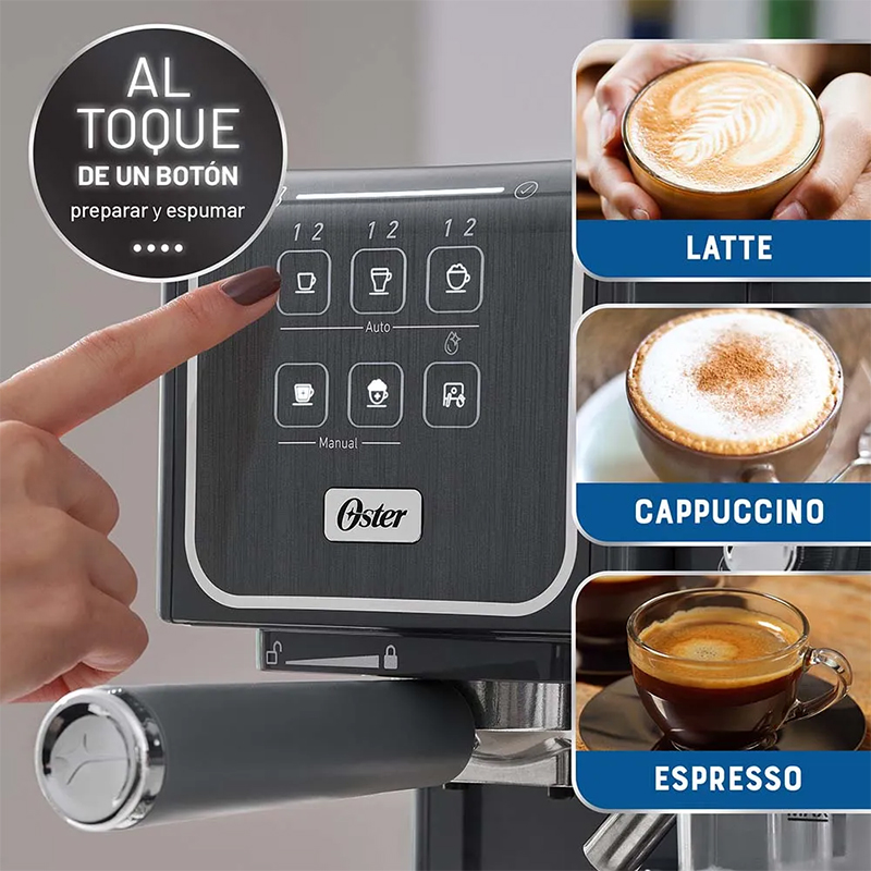Cafetera PrimaLatte de 1170W 1.4 Litros Gris Oster