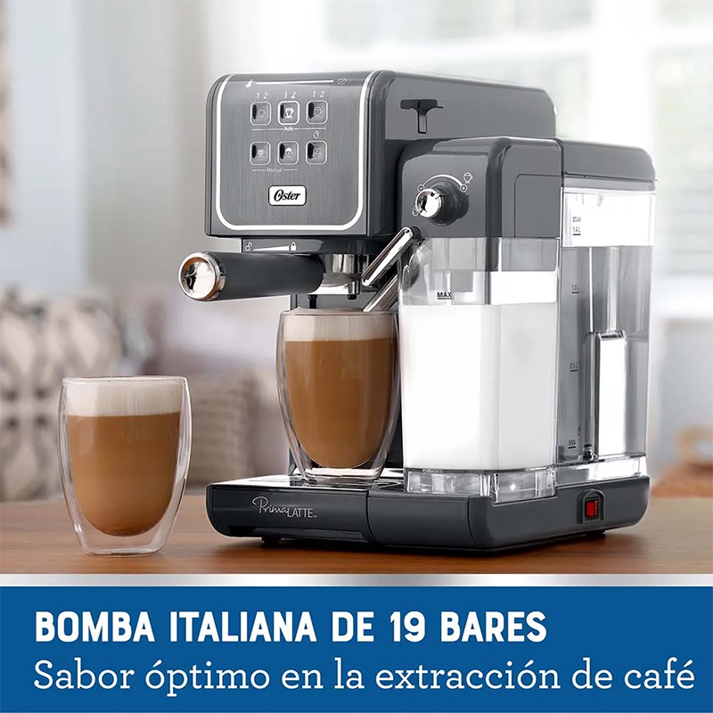 Cafetera PrimaLatte de 1170W 1.4 Litros Gris Oster