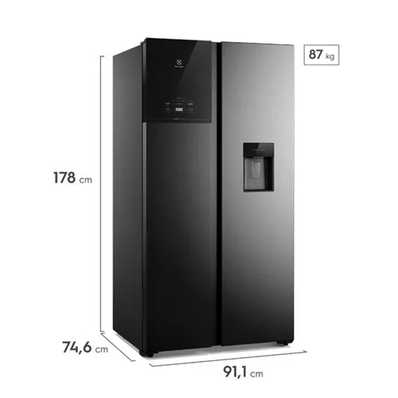 Refrigerador Side by Side Inverter No Frost 611LT Negro Electrolux 