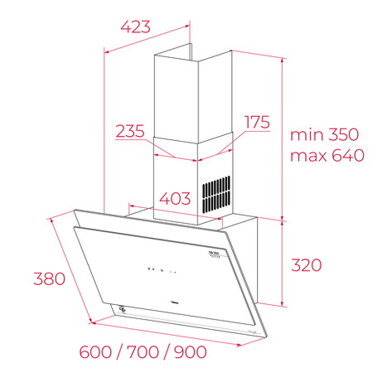 Campana DVT98660 V-GOGH Vertical de 90cm y Control Táctil Teka